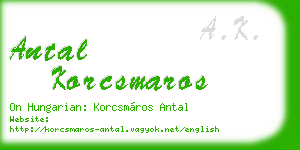 antal korcsmaros business card