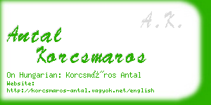 antal korcsmaros business card